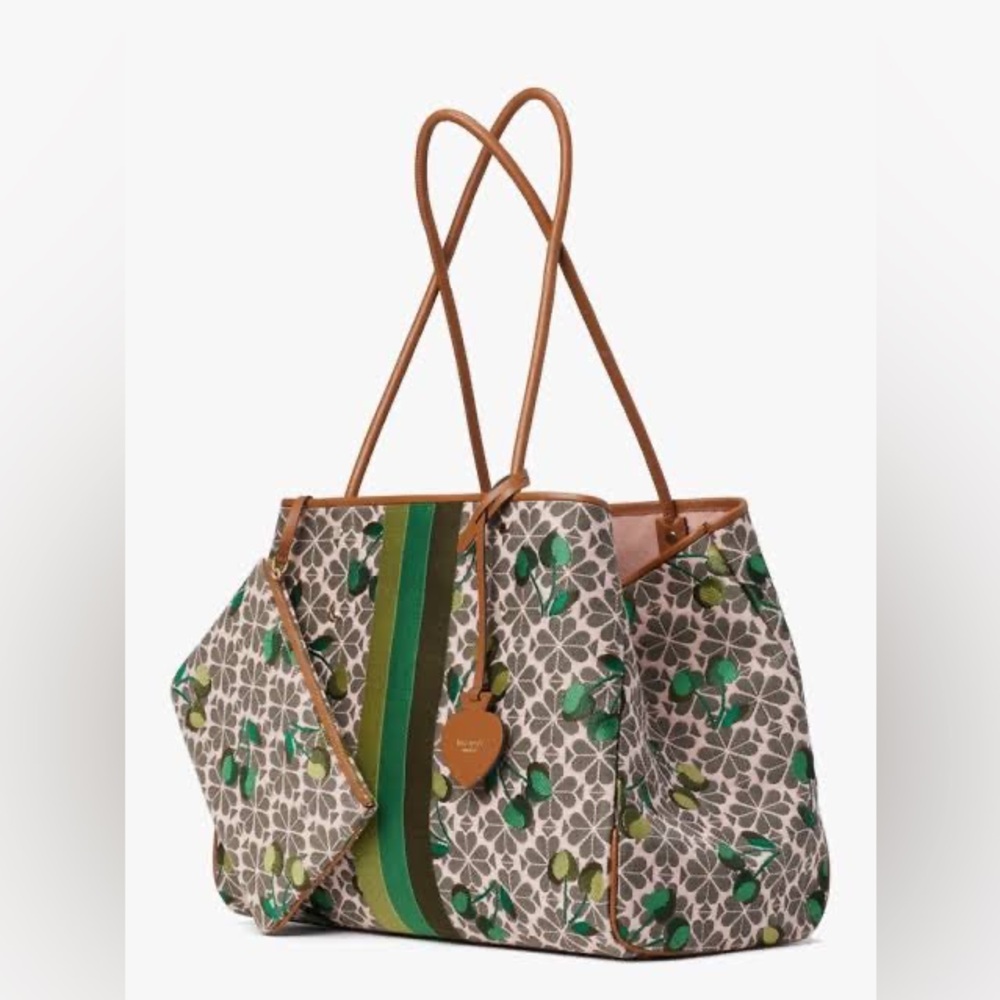 Kate Spade Cherry Jacquard Leather Everything Tote Bag